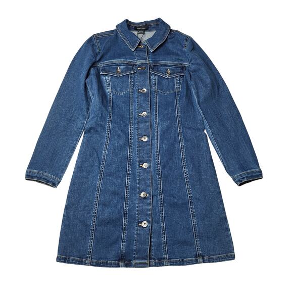 Sanctuary Denim Jean Mini Dress Point Collar Long Sleeve Button Down Small - Picture 2 of 8